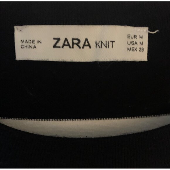 ZARA KNIT White + Black Striped Short Sleeve Crewneck Women's Sweater Medium - Picture 4 of 8